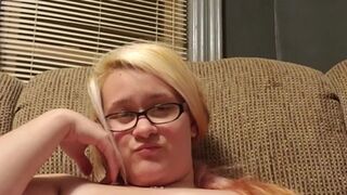 Blonde plays with pussy