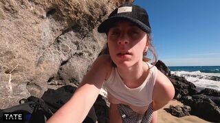 amateur voyeur have risky sex on the beach - little arden