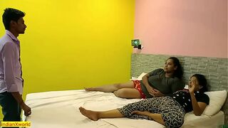 Two beautiful girl playing with young boy full night!! Threesome sex