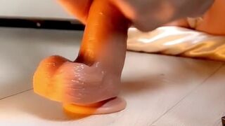 Hot blonde milf does footwork with dildo toes, OnlyFans