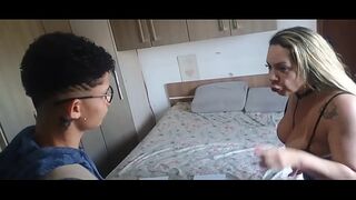 I spied on my stepmother taking a shower and she punished me with her huge ass
