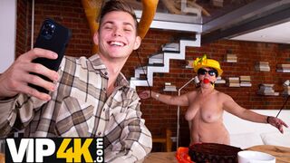 SHAME4K. Stiff penis and balls full of cum is the best birthday gift for hungry woman
