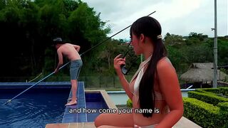 Beautiful Hot Colombian Daniela Andrea Gets Fucked By The Pool By A Huge Cock In Her Tight Pink Pussy!