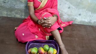 Indian poor girl selling a mango and hard fucking 