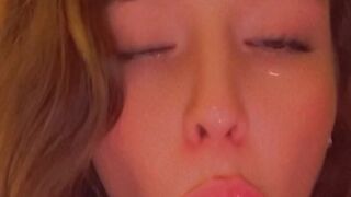 Slowly and sensually sucking / teasing your cock with my tongue ????