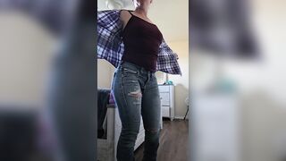 Throwback Thursday to Fucking My Big Toys in My Ass and Pussy While Wearing My Assless Jeans! the Stretch Was Unreal