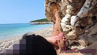 We Got CAUGHT! Girl Watches Us While Teacher Handjobs Me on the Beach! - MissCreamy